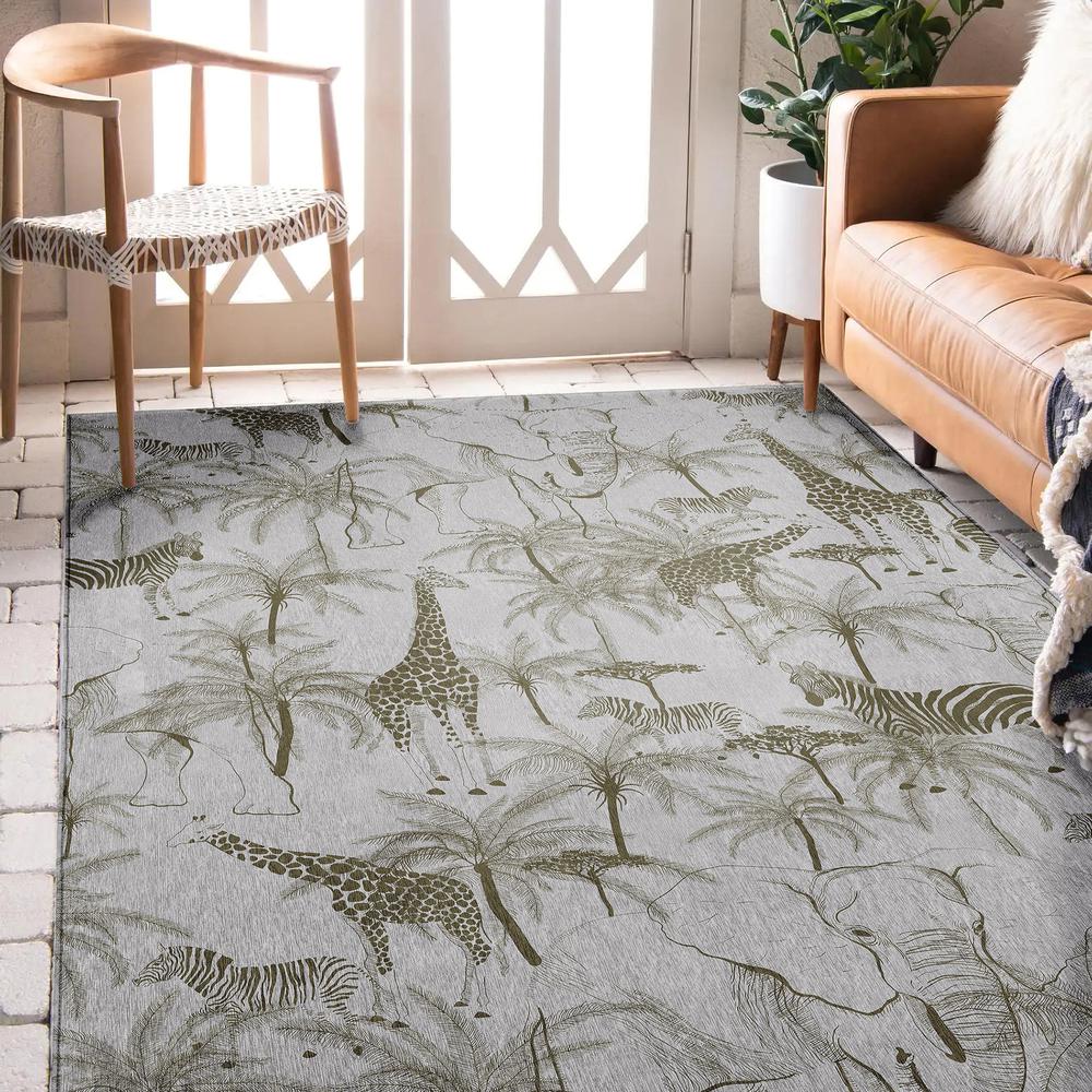 Indoor/Outdoor Tropics TC7 Grey Washable 3' x 5' Rug