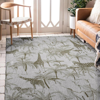 Indoor/Outdoor Tropics TC7 Grey Washable 3' x 5' Rug