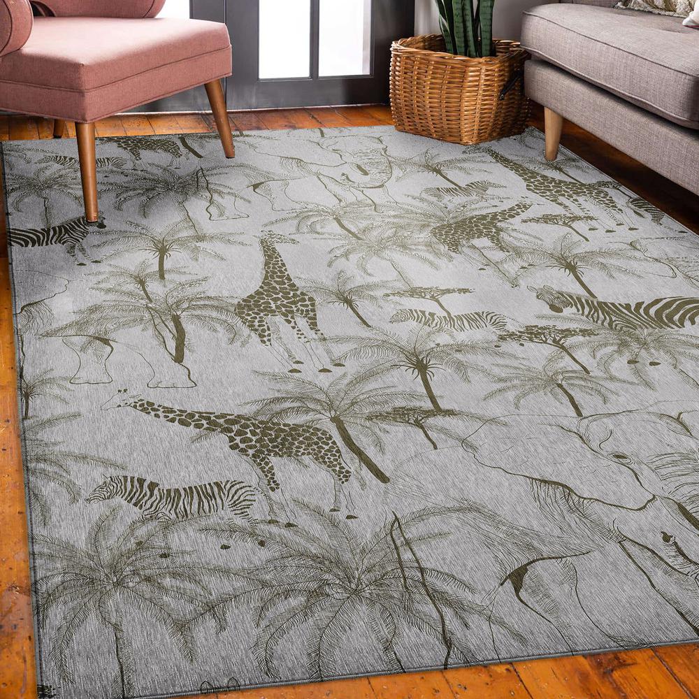 Indoor/Outdoor Tropics TC7 Grey Washable 3' x 5' Rug