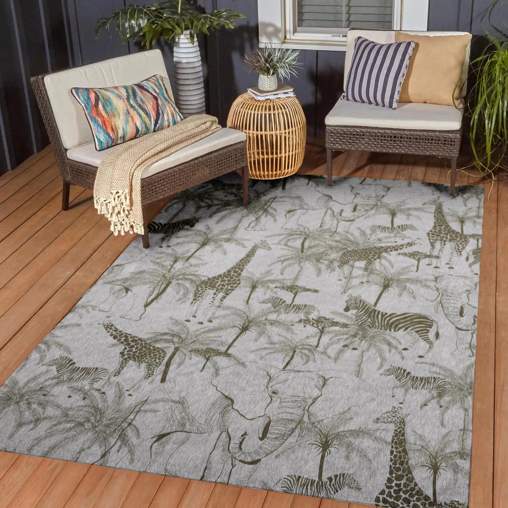 Indoor/Outdoor Tropics TC7 Grey Washable 3' x 5' Rug