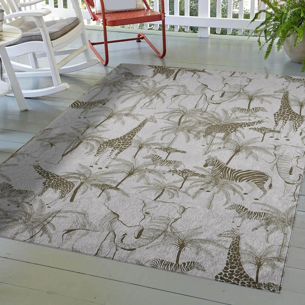 Indoor/Outdoor Tropics TC7 Grey Washable 3' x 5' Rug