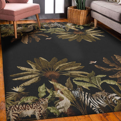 Indoor/Outdoor Tropics TC8 Black Washable 3' x 5' Rug