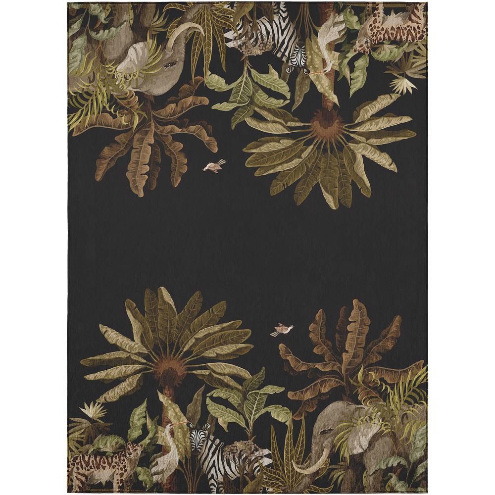Indoor/Outdoor Tropics TC8 Black Washable 3' x 5' Rug