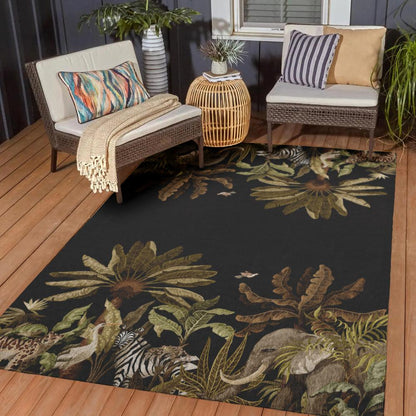 Indoor/Outdoor Tropics TC8 Black Washable 3' x 5' Rug