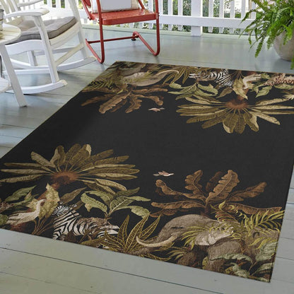 Indoor/Outdoor Tropics TC8 Black Washable 3' x 5' Rug
