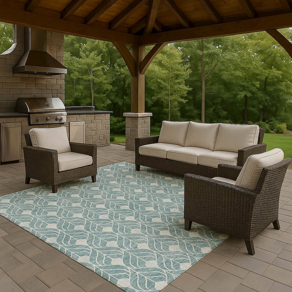 Luxury Washable Indoor/Outdoor The Reserve Teal 5' x 7'6" Rug