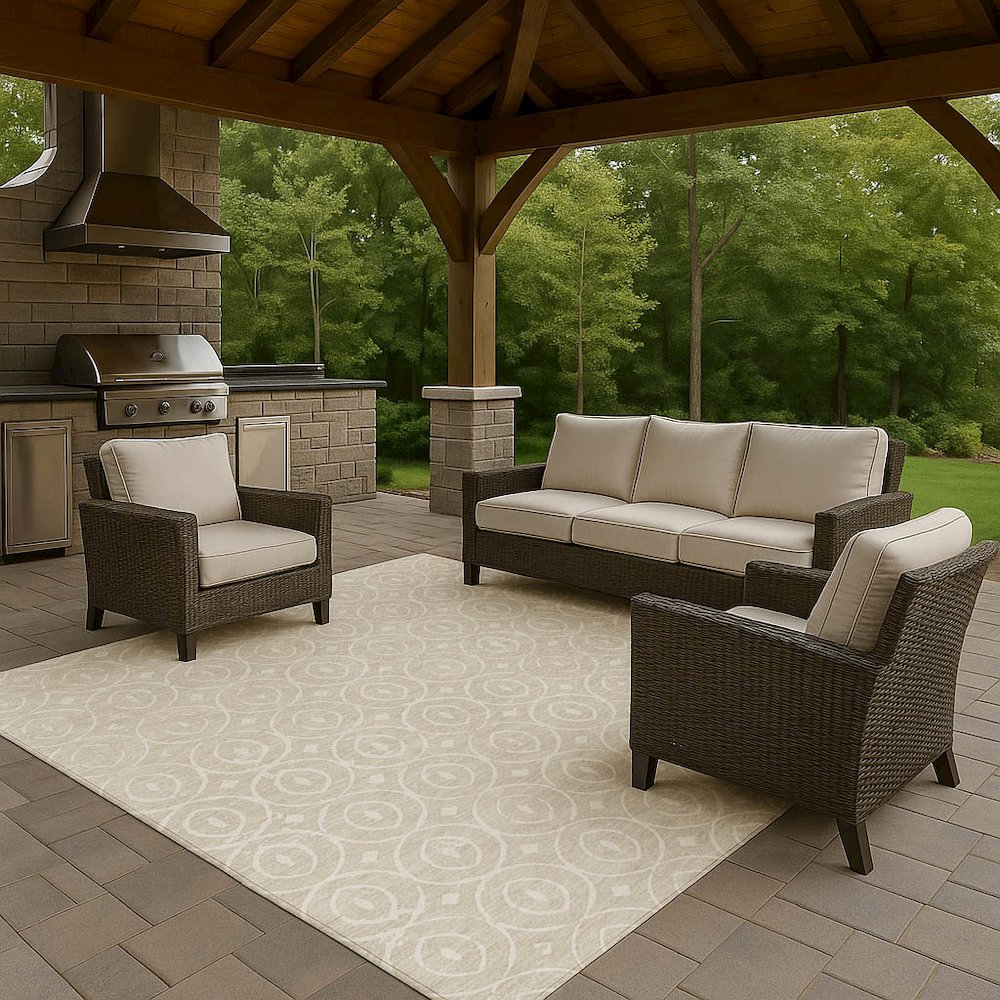 Luxury Washable Indoor/Outdoor The Reserve Beige 5' x 7'6" Rug
