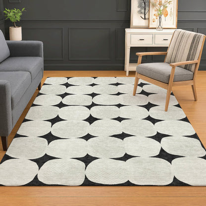 Luxury Washable Indoor/Outdoor The Reserve Black 5' x 7'6" Rug
