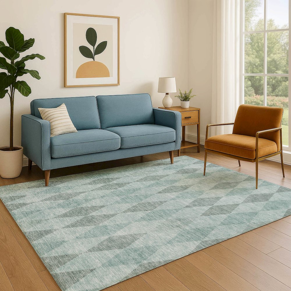 Luxury Washable Indoor/Outdoor The Reserve Teal 5' x 7'6" Rug