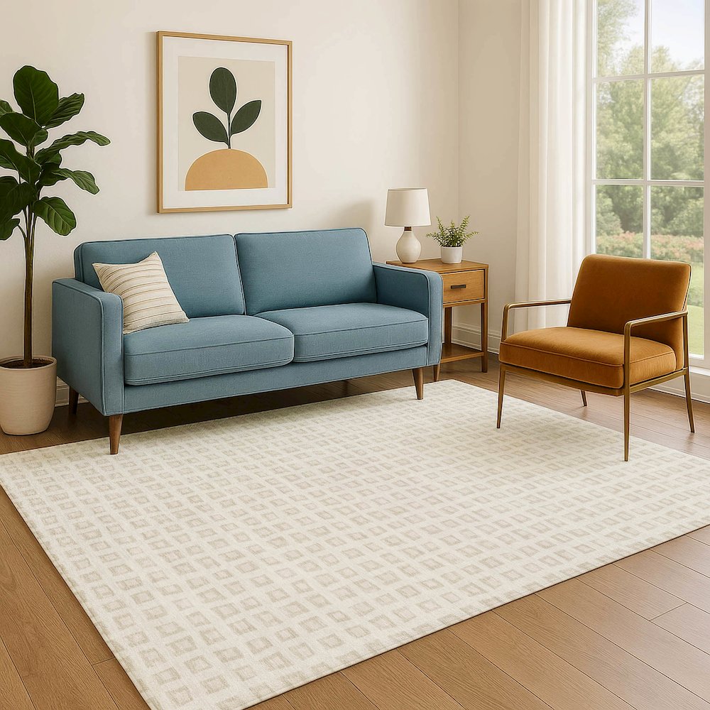 Luxury Washable Indoor/Outdoor The Reserve Ivory 5' x 7'6" Rug