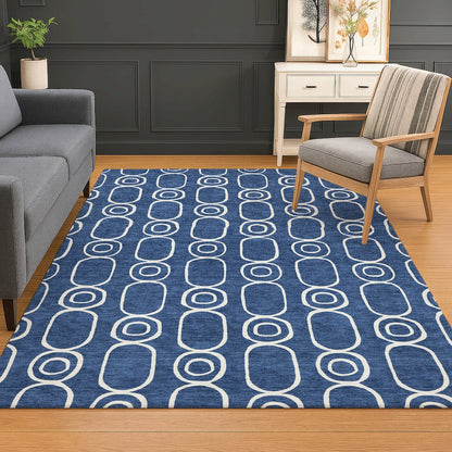 Luxury Washable Indoor/Outdoor The Reserve Navy 5' x 7'6" Rug