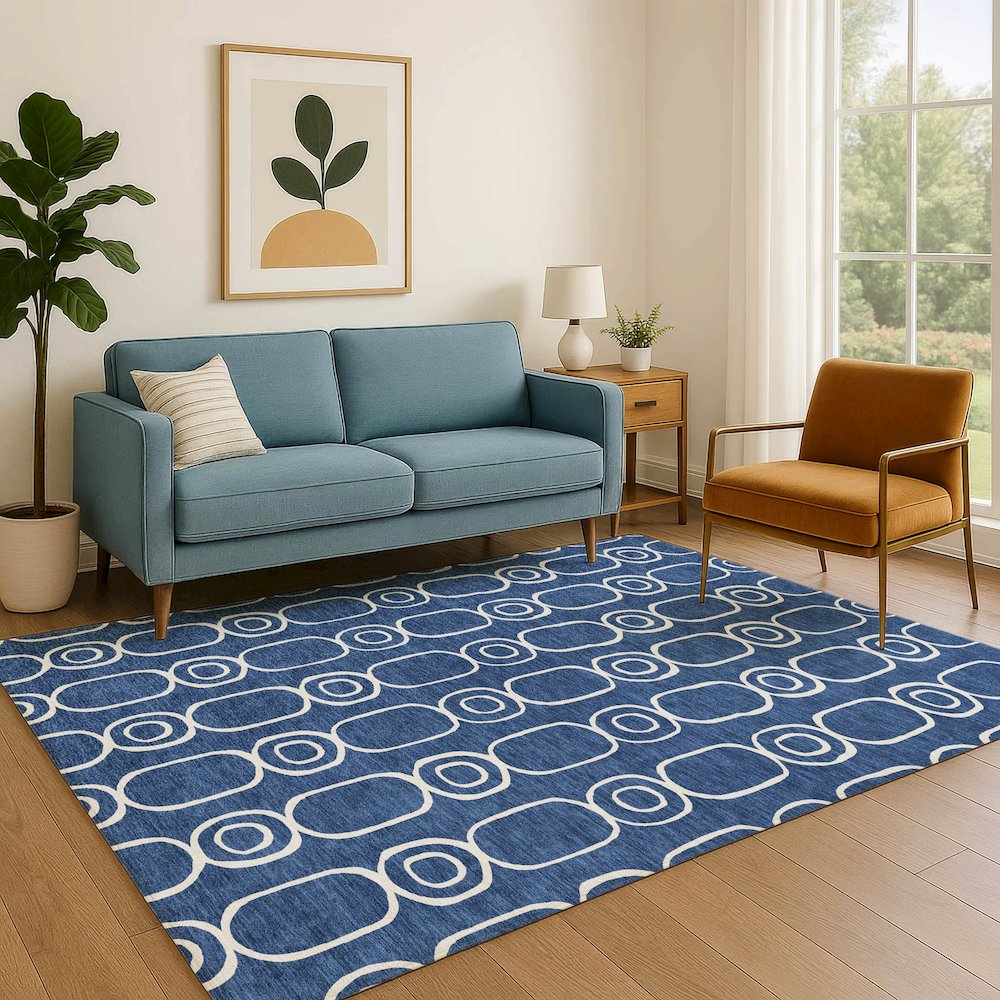 Luxury Washable Indoor/Outdoor The Reserve Navy 5' x 7'6" Rug