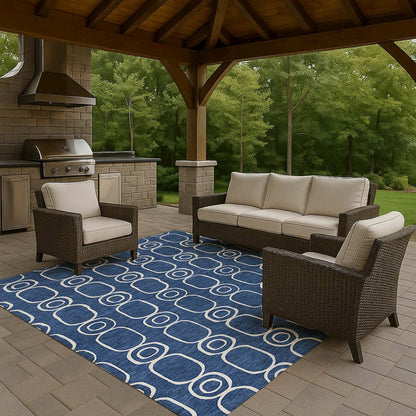 Luxury Washable Indoor/Outdoor The Reserve Navy 5' x 7'6" Rug