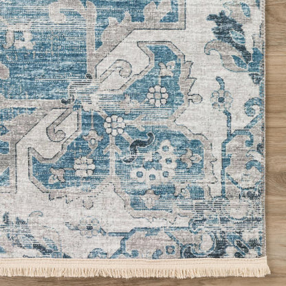Indoor/Outdoor Marbella MB3 Denim Washable 2'3" x 12' Runner Rug