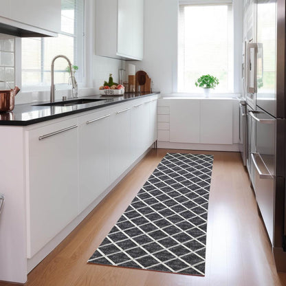 Indoor/Outdoor York YO1 Black Washable 2'3" x 7'6" Rug