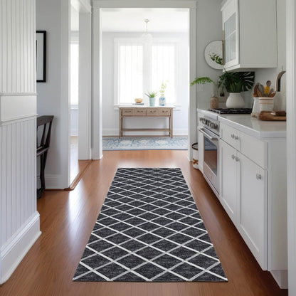 Indoor/Outdoor York YO1 Black Washable 2'3" x 7'6" Rug