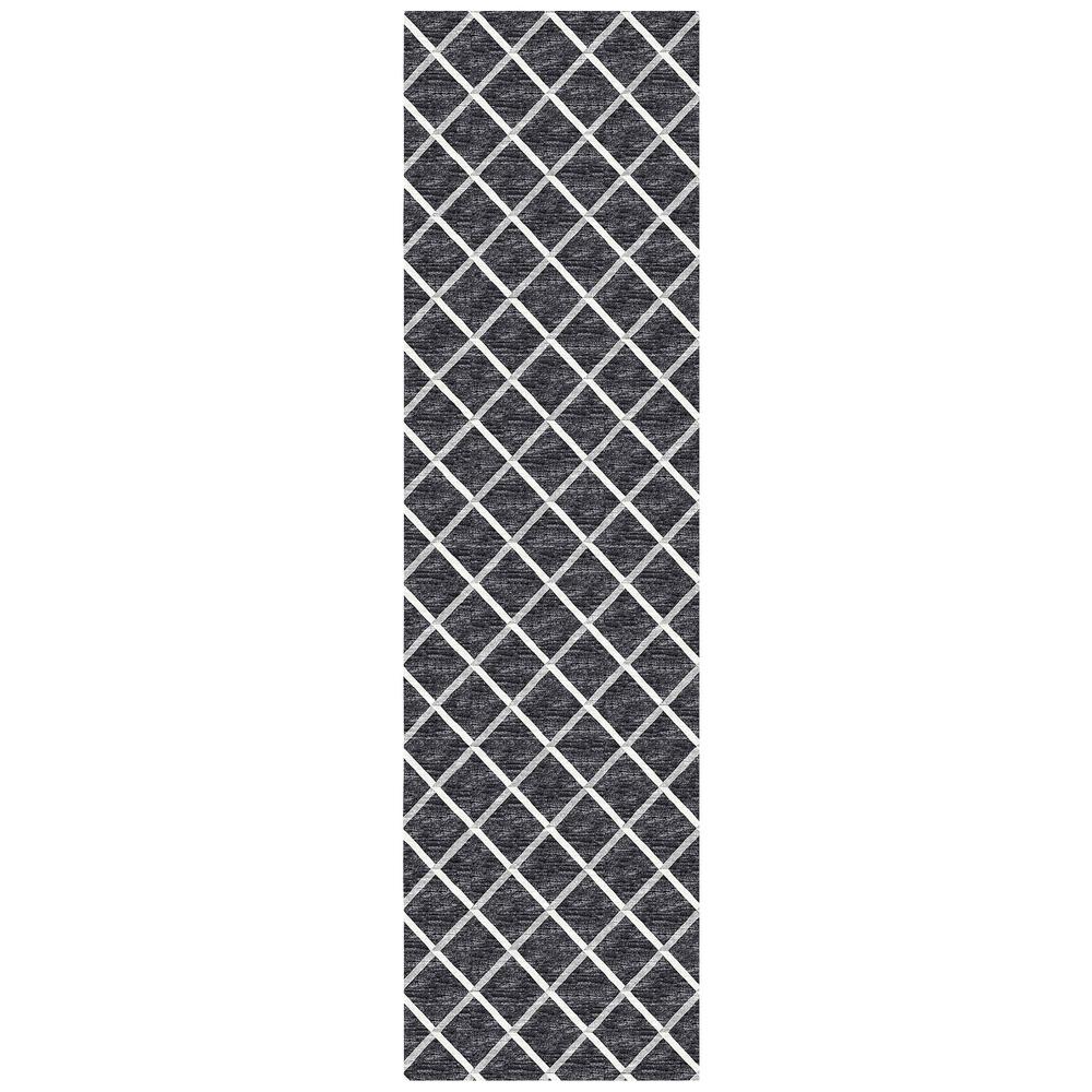 Indoor/Outdoor York YO1 Black Washable 2'3" x 7'6" Rug
