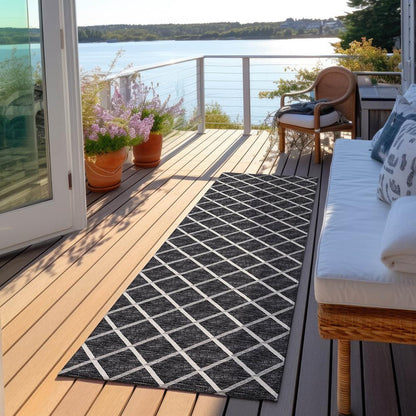 Indoor/Outdoor York YO1 Black Washable 2'3" x 7'6" Rug