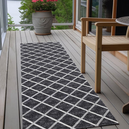 Indoor/Outdoor York YO1 Black Washable 2'3" x 7'6" Rug