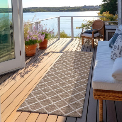 Indoor/Outdoor York YO1 Taupe Washable 2'3" x 7'6" Rug