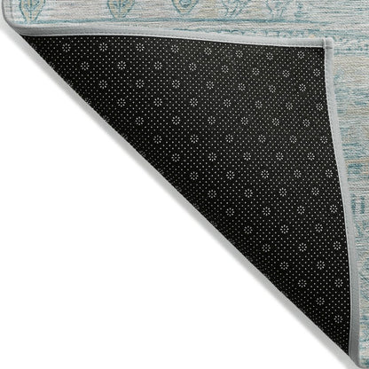 Machine Washable Indoor/Outdoor Chantille Teal 3' x 5' Rug