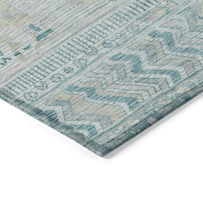 Machine Washable Indoor/Outdoor Chantille Teal 3' x 5' Rug