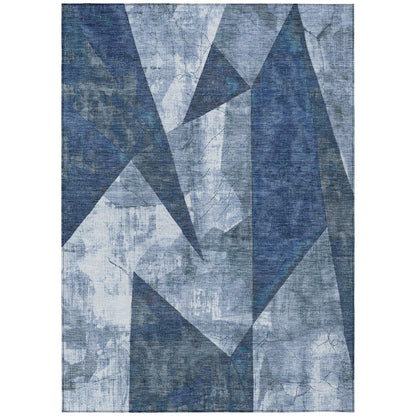 Machine Washable Indoor/Outdoor Chantille Navy 8' x 10' Rug