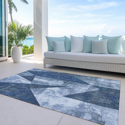 Machine Washable Indoor/Outdoor Chantille Navy 8' x 10' Rug