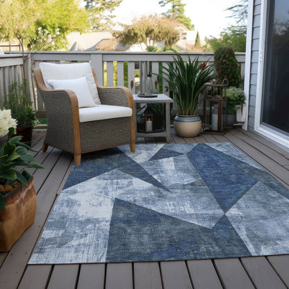 Machine Washable Indoor/Outdoor Chantille Navy 8' x 10' Rug