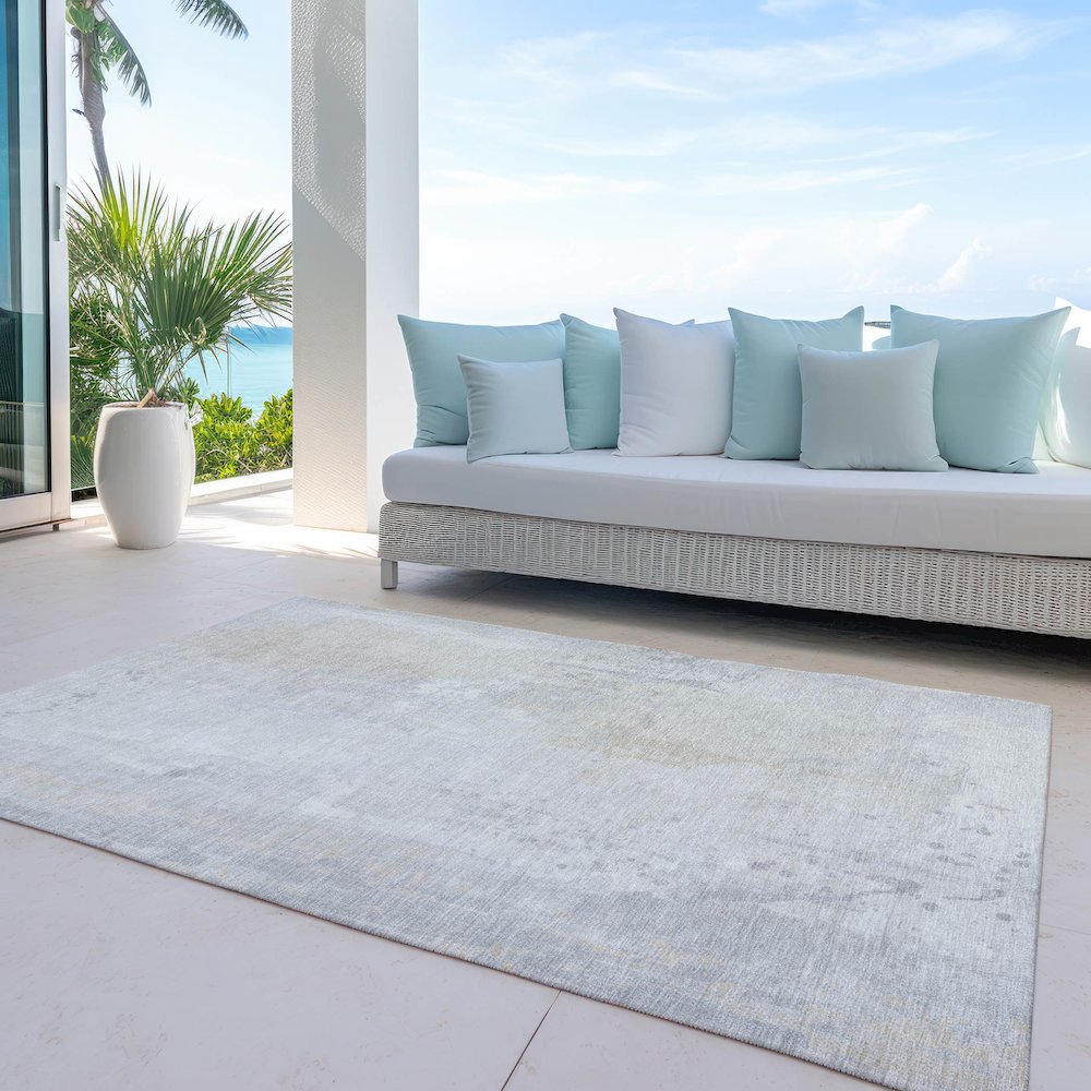 Machine Washable Indoor/Outdoor Chantille Ivory 8' x 10' Rug