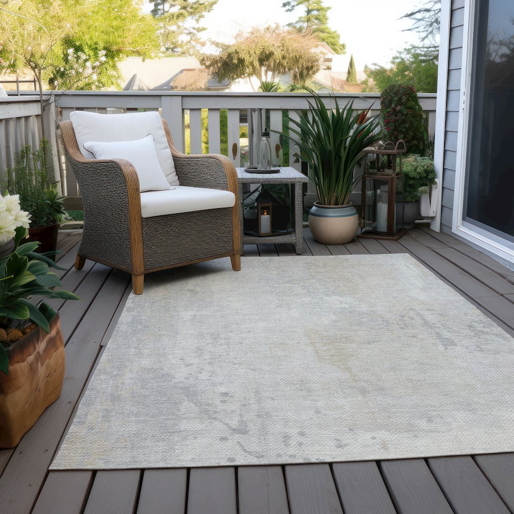 Machine Washable Indoor/Outdoor Chantille Ivory 8' x 10' Rug