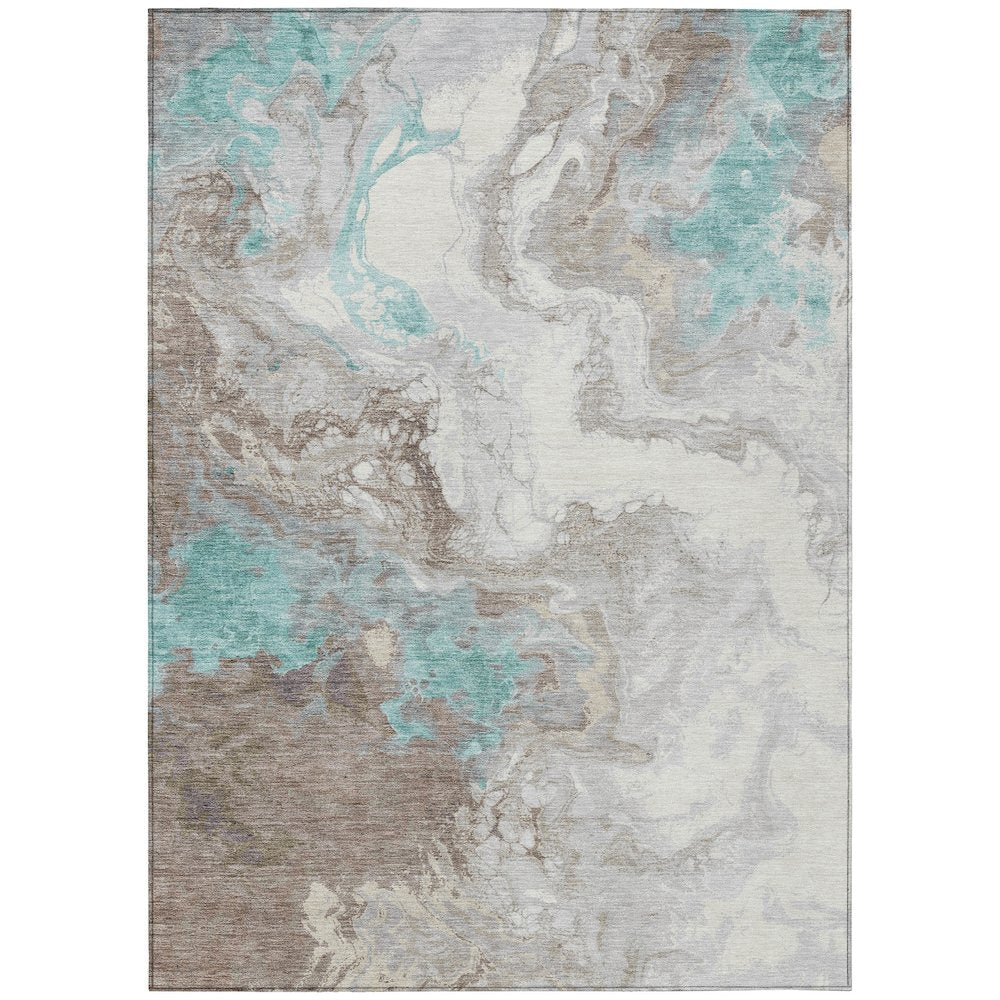 Machine Washable Indoor/Outdoor Chantille Teal 8' x 10' Rug