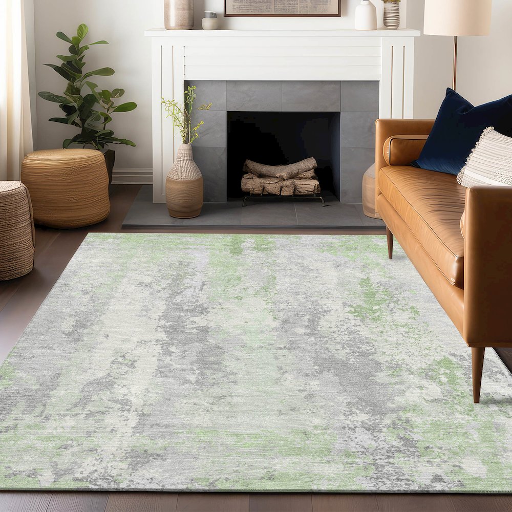 Machine Washable Indoor/Outdoor Chantille Aloe 8' x 10' Rug