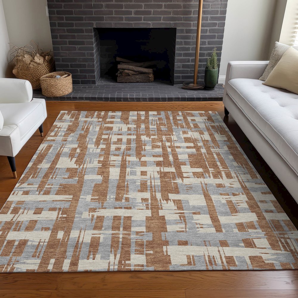 Machine Washable Indoor/Outdoor Chantille Paprika 8' x 10' Rug