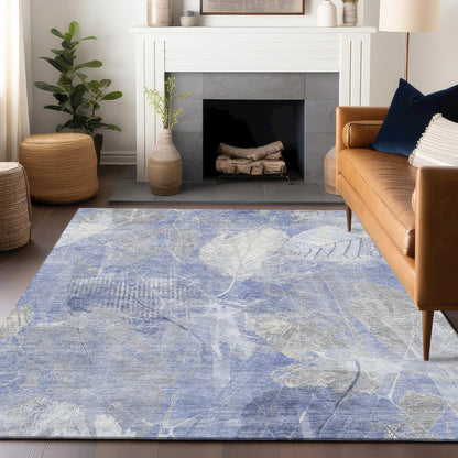 Machine Washable Indoor/Outdoor Chantille Denim 8' x 10' Rug