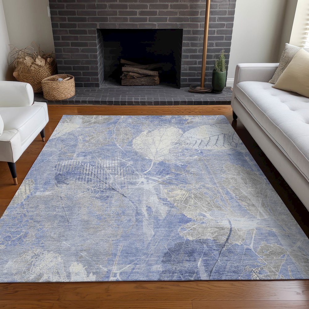 Machine Washable Indoor/Outdoor Chantille Denim 8' x 10' Rug