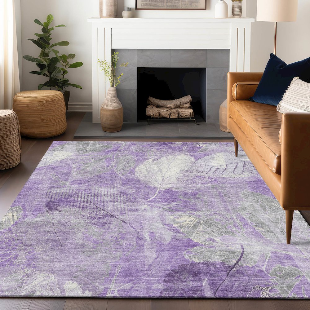 Machine Washable Indoor/Outdoor Chantille Lavender 8' x 10' Rug