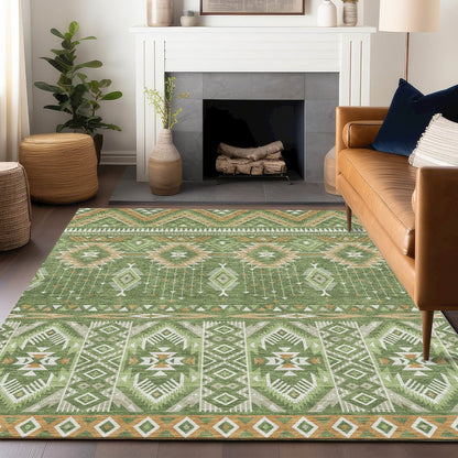 Machine Washable Indoor/Outdoor Chantille Green 8' x 10' Rug