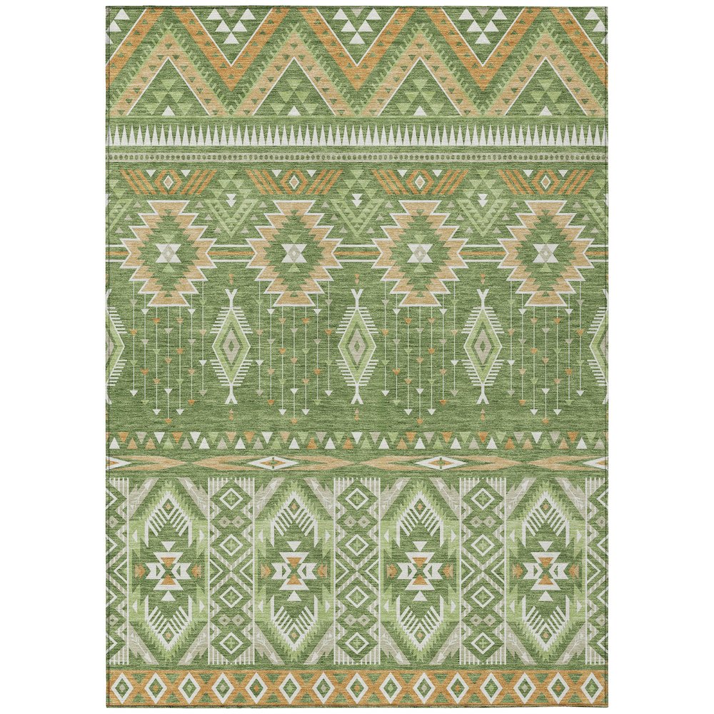 Machine Washable Indoor/Outdoor Chantille Green 8' x 10' Rug