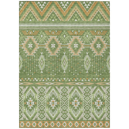 Machine Washable Indoor/Outdoor Chantille Green 8' x 10' Rug