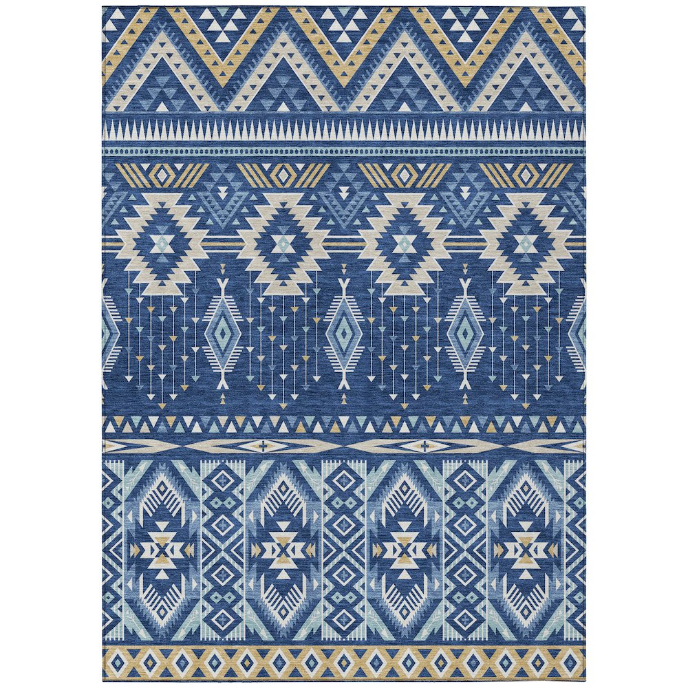 Machine Washable Indoor/Outdoor Chantille Navy 8' x 10' Rug