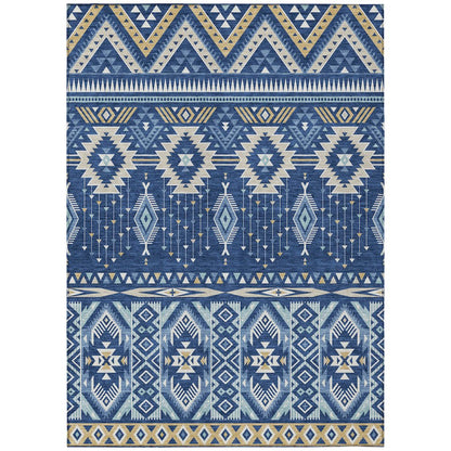 Machine Washable Indoor/Outdoor Chantille Navy 8' x 10' Rug