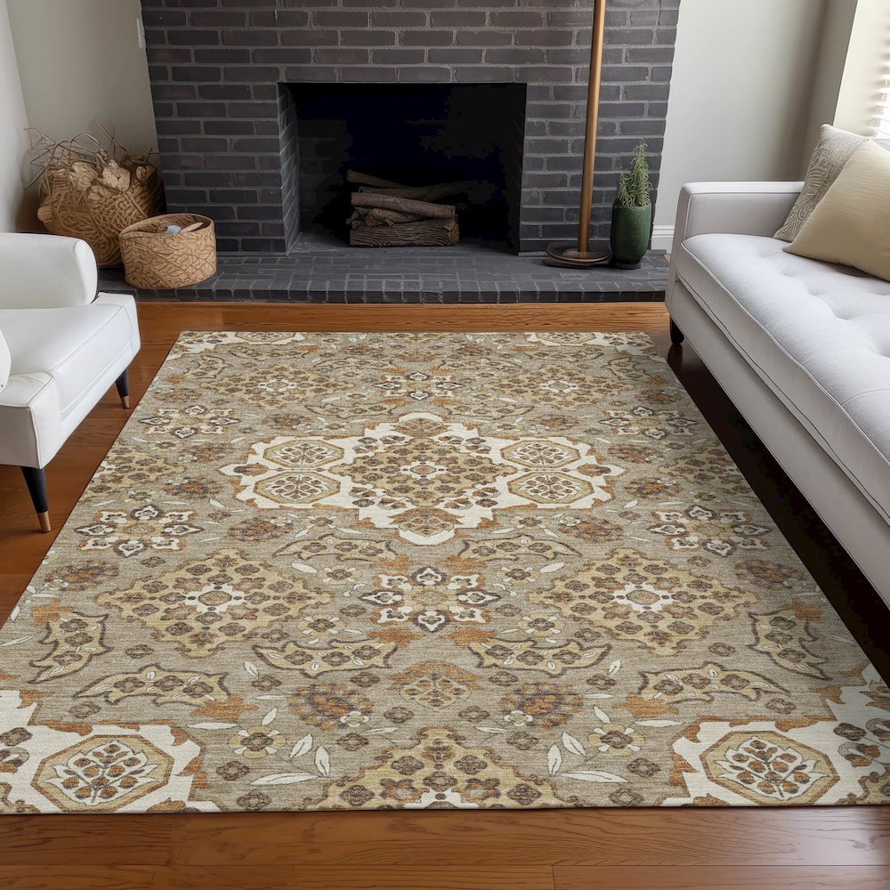 Machine Washable Indoor/Outdoor Chantille Taupe 8' x 10' Rug