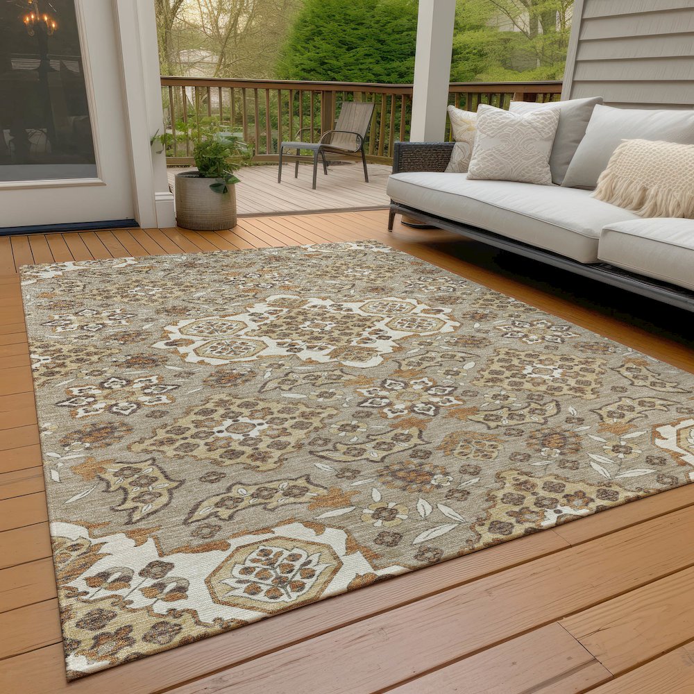 Machine Washable Indoor/Outdoor Chantille Taupe 8' x 10' Rug