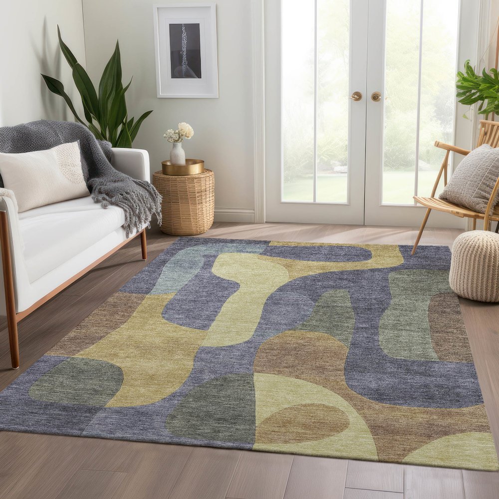 Machine Washable Indoor/Outdoor Chantille Purple 8' x 10' Rug