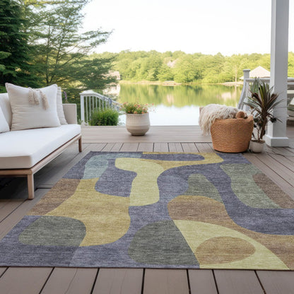 Machine Washable Indoor/Outdoor Chantille Purple 8' x 10' Rug