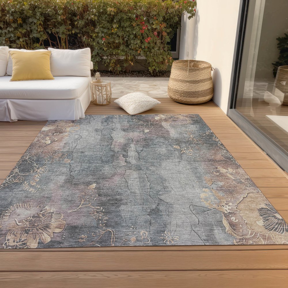 Machine Washable Indoor/Outdoor Chantille Gray 8' x 10' Rug