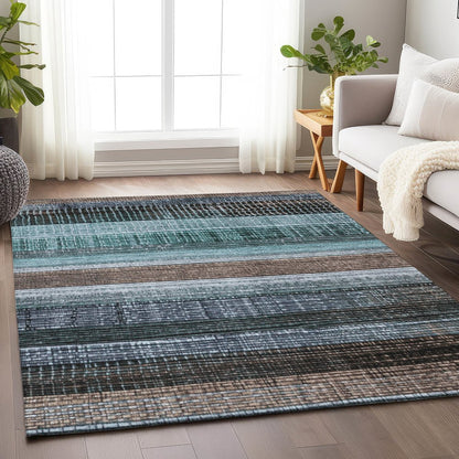 Machine Washable Indoor/Outdoor Chantille Teal 8' x 10' Rug