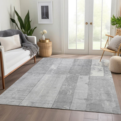 Machine Washable Indoor/Outdoor Chantille Gray 8' x 10' Rug