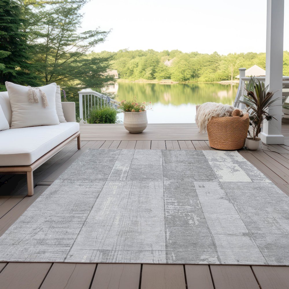 Machine Washable Indoor/Outdoor Chantille Gray 8' x 10' Rug